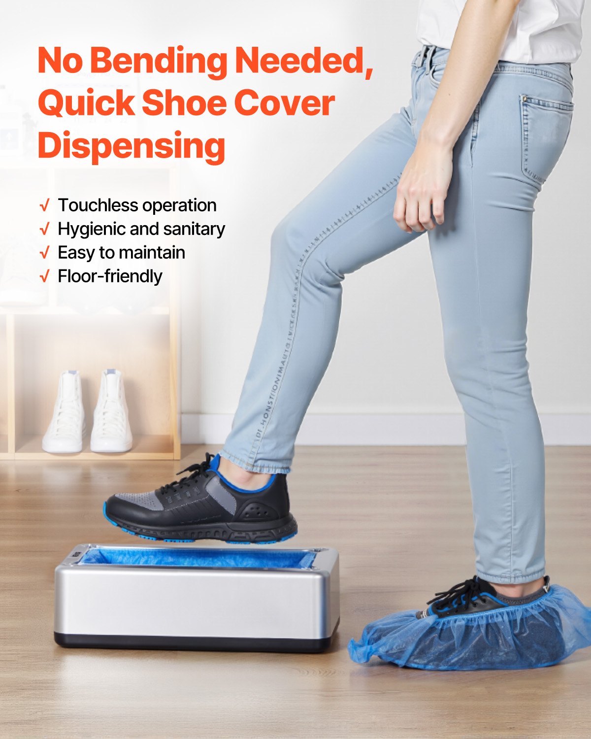 Automatic Shoe Cover Dispenser – Hands-Free + 100 Disposable Covers Included