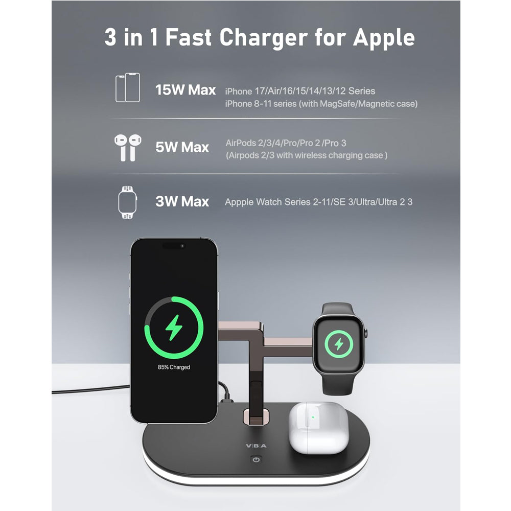 4 in 1 Aluminum Alloy Magnetic Wireless Charger Stand – Charge Everything at Once
