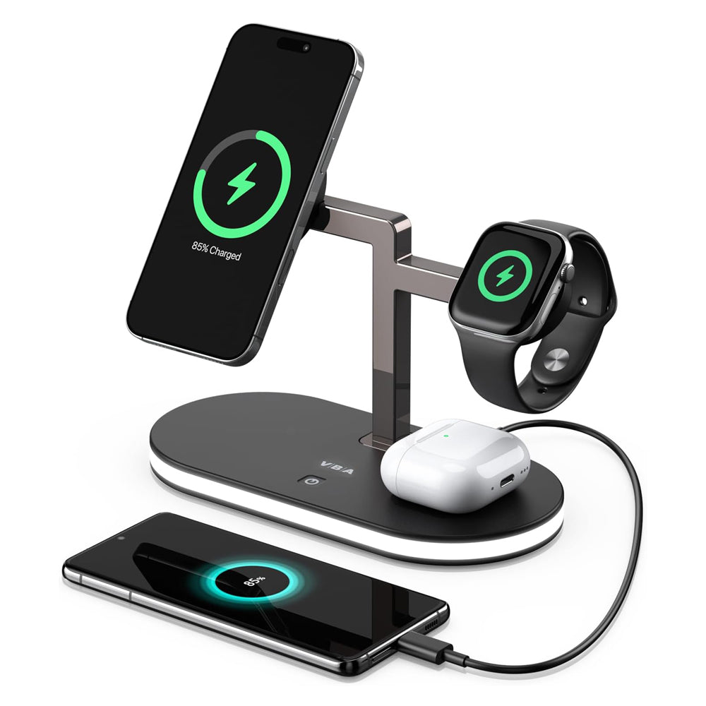 4 in 1 Aluminum Alloy Magnetic Wireless Charger Stand – Charge Everything at Once