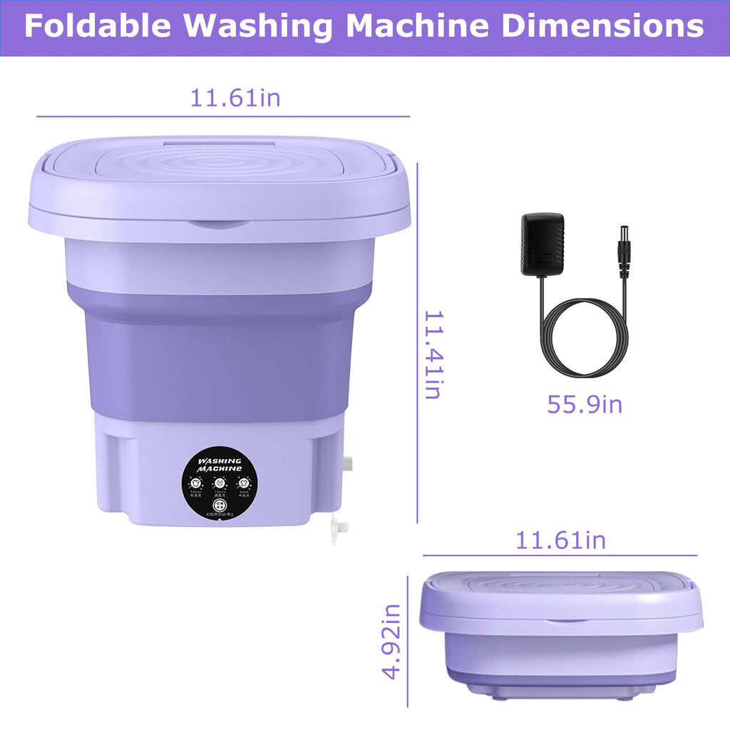 Portable Foldable Mini Washing Machine – 3 Modes, Detachable Drain Basket