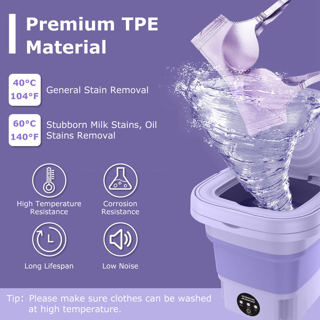 Portable Foldable Mini Washing Machine – 3 Modes, Detachable Drain Basket