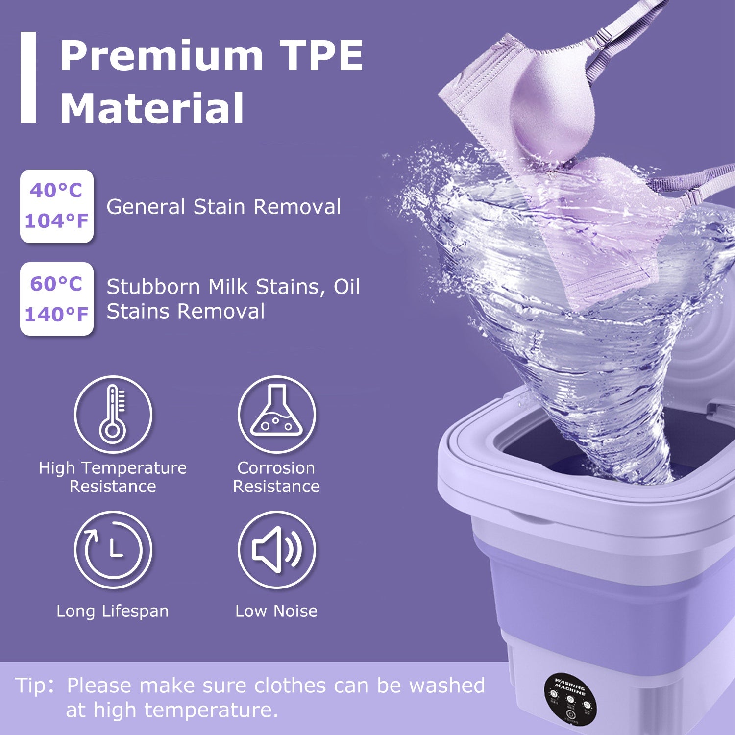 Portable Foldable Mini Washing Machine – 3 Modes, Detachable Drain Basket