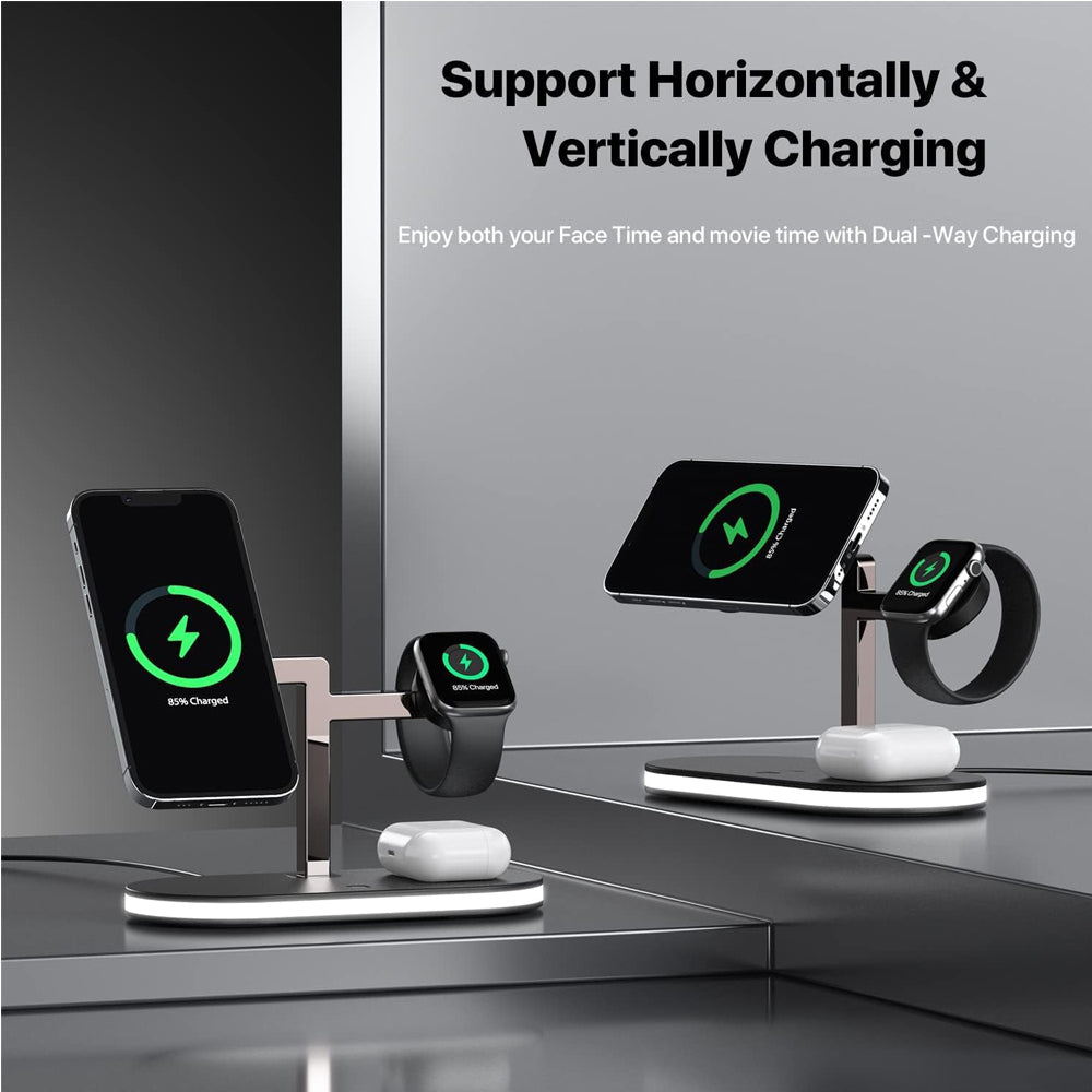 4 in 1 Aluminum Alloy Magnetic Wireless Charger Stand – Charge Everything at Once