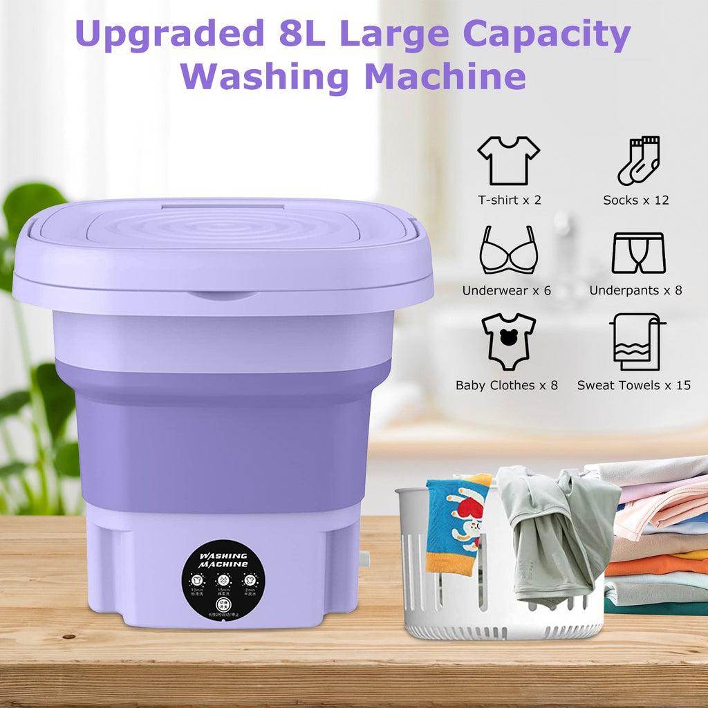 Portable Foldable Mini Washing Machine – 3 Modes, Detachable Drain Basket